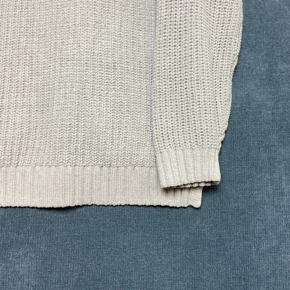 Hollister Cardigan Sweater Womens Medium Gray Open Front Chunky Knit Ribbed Hem